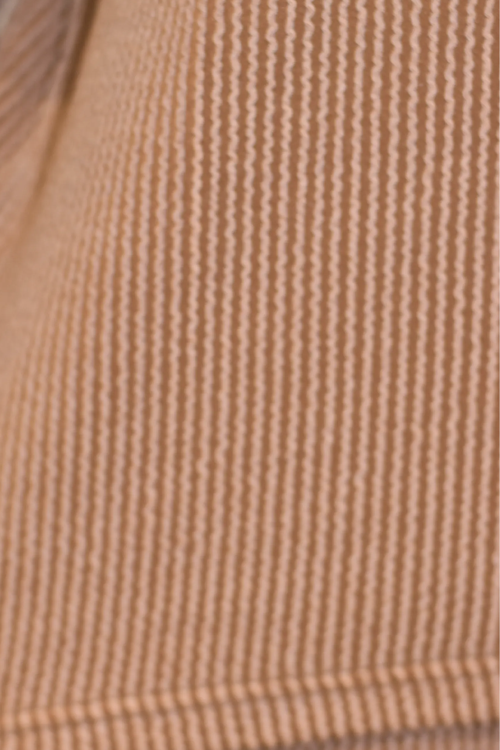 Deep Camel Ribbed Short Sleeve Short Set