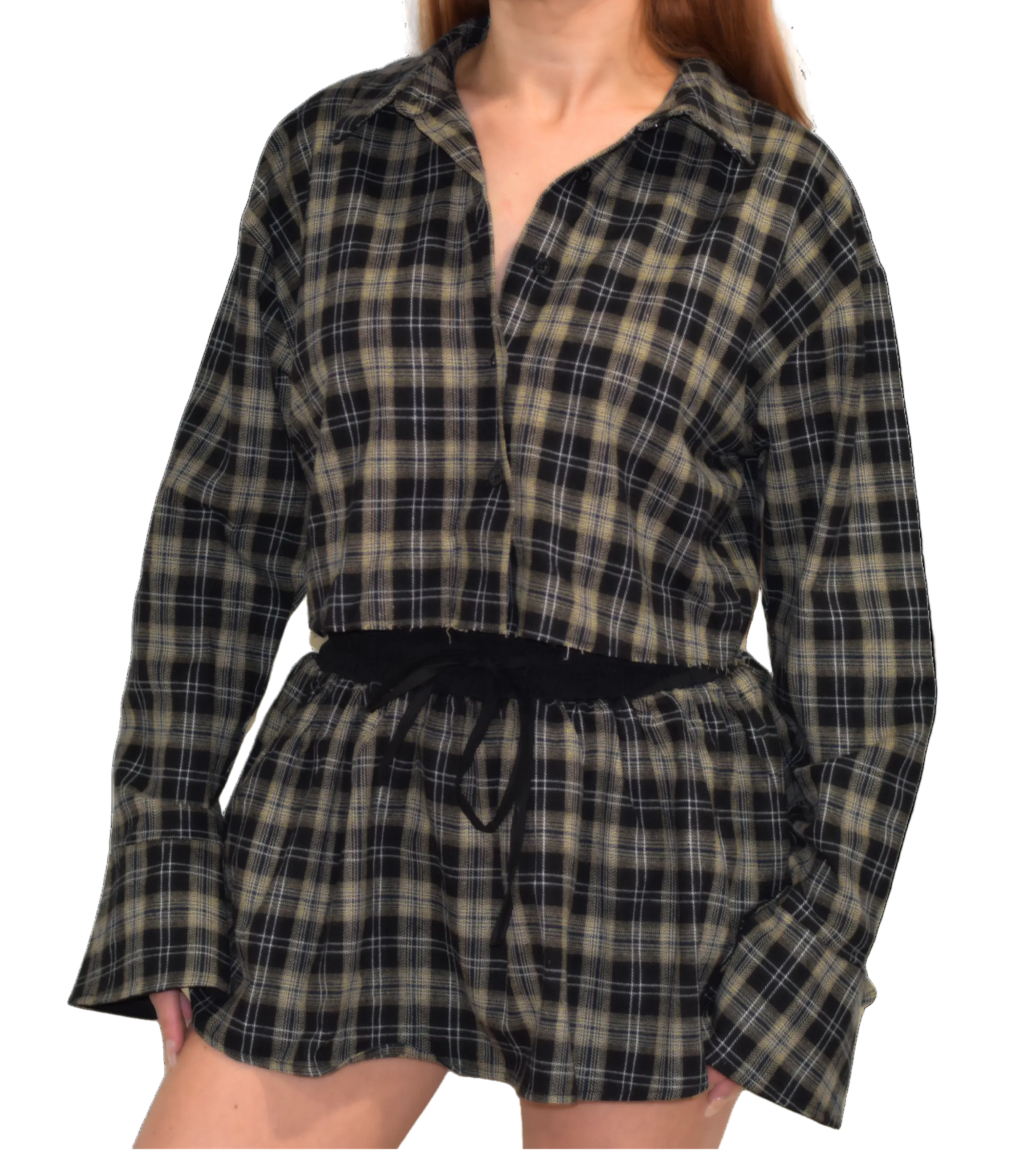 Plaid Button Down Top and Mini Skort Set